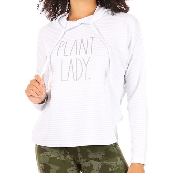 Striped Pullover Hoodie Rae Dunn PLANT LADY NWT - Picture 3 of 12